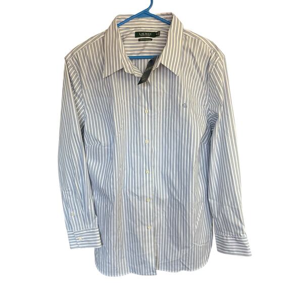 Lauren Ralph Lauren LRL Button Up Top Women's Stretch Non Iron Blouse Striped 3X - Picture 1 of 13